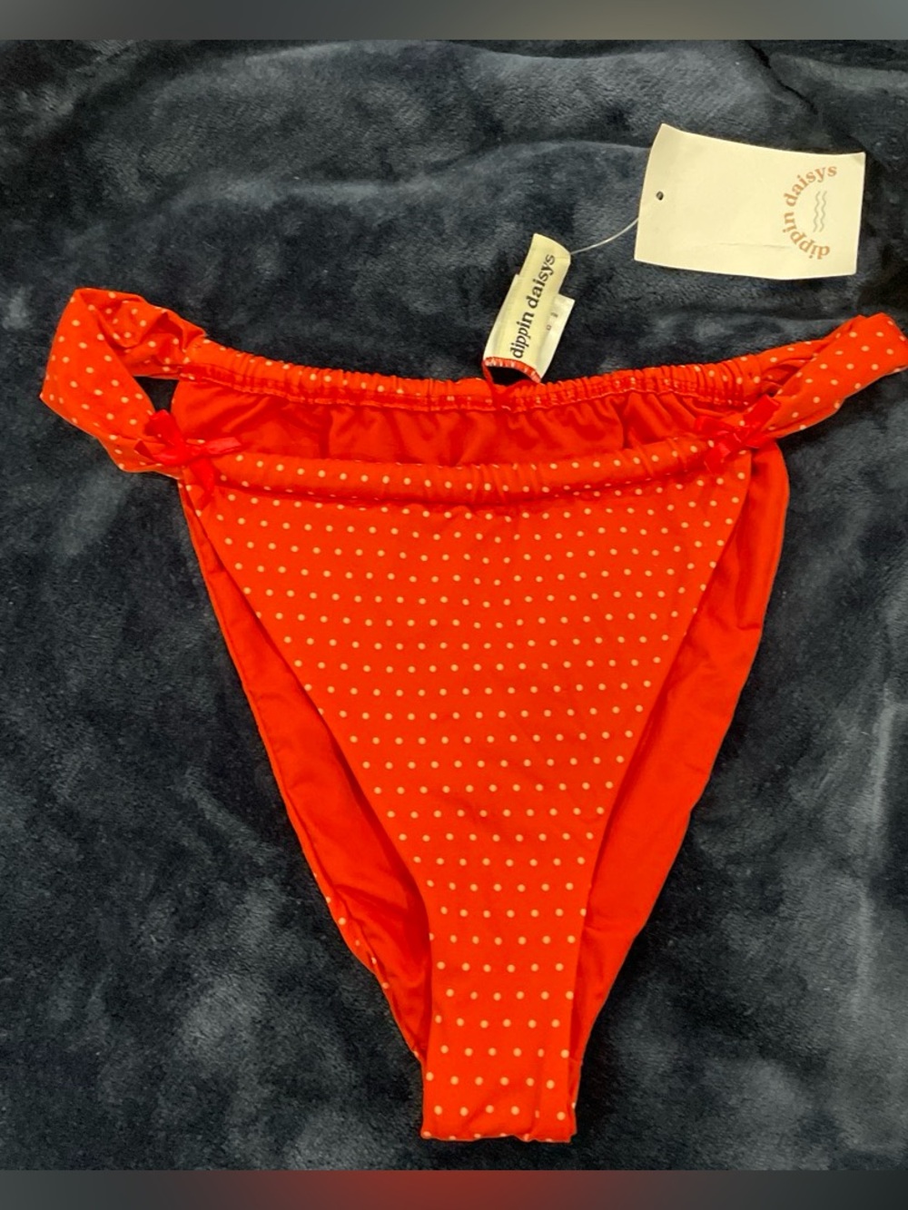 NWT Dippin' Daisys Red Polka Dot Bikini Bottom/MED/sz 6-8